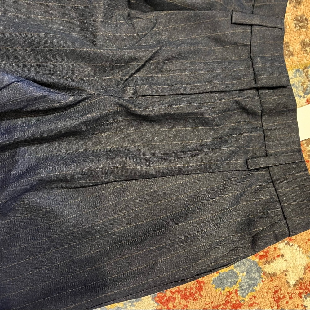 Reformation Navy Pinstripe Wide Leg Pants - Picture 7 of 9